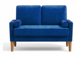 Clearance DripeX Sofá con 2 escandinavos 2 asientos, mini sofá de sillón en terciopelo de loveseat, sillón de sala de estar con reposabrazos, 121x77x87cm - Azul