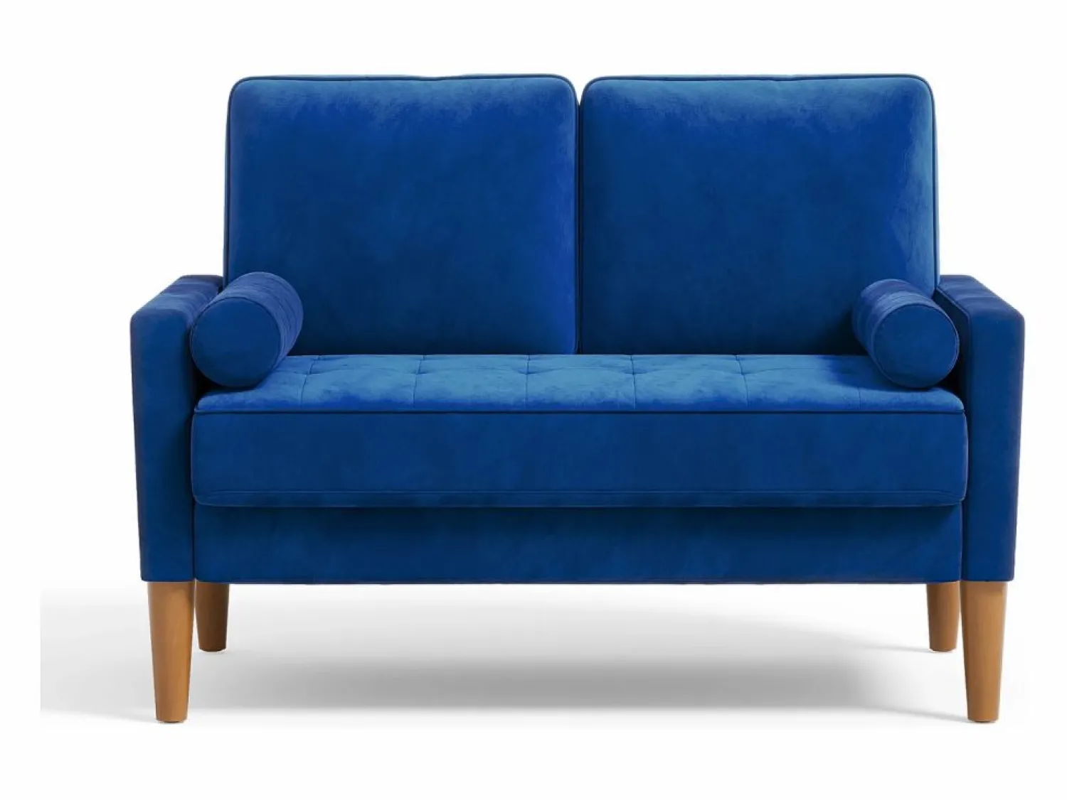 Clearance DripeX Sofá con 2 escandinavos 2 asientos, mini sofá de sillón en terciopelo de loveseat, sillón de sala de estar con reposabrazos, 121x77x87cm - Azul
