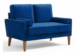 Clearance DripeX Sofá con 2 escandinavos 2 asientos, mini sofá de sillón en terciopelo de loveseat, sillón de sala de estar con reposabrazos, 121x77x87cm - Azul