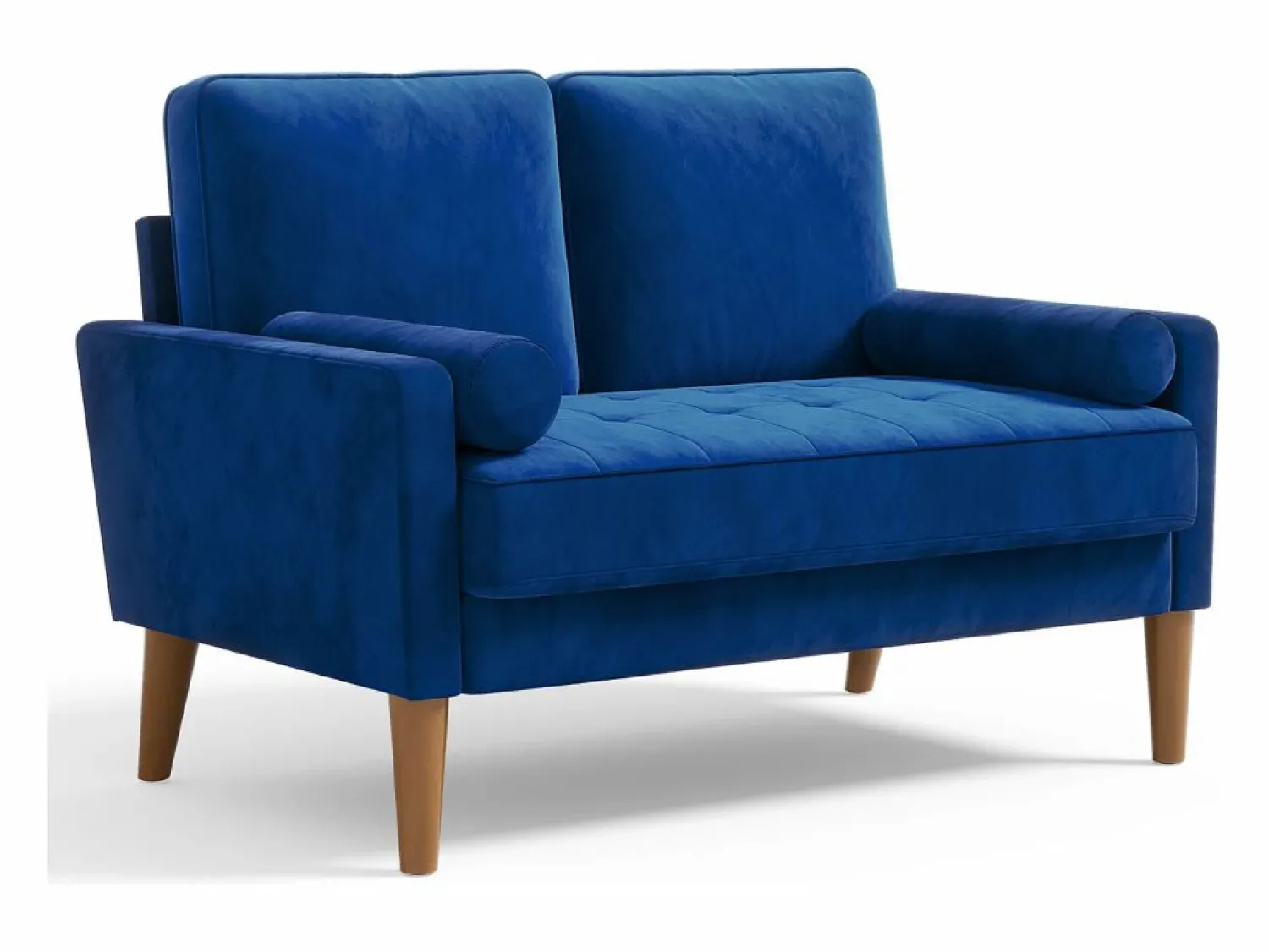 Clearance DripeX Sofá con 2 escandinavos 2 asientos, mini sofá de sillón en terciopelo de loveseat, sillón de sala de estar con reposabrazos, 121x77x87cm - Azul