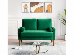Outlet Sofá con 2 escandinavos 2 asientos, mini sofá de brazo enrollado en terciopelo de loveseat, sillón de sala de estar con reposabrazos, 121x77x87cm - Sofá Escandinavo|Sofá De Terciopelo