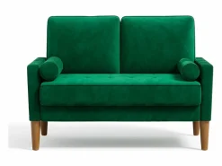 Outlet Sofá con 2 escandinavos 2 asientos, mini sofá de brazo enrollado en terciopelo de loveseat, sillón de sala de estar con reposabrazos, 121x77x87cm - Sofá Escandinavo|Sofá De Terciopelo