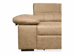 Best Sofá con Chaiselongue Reversible Color Piedra, Asientos Extensibles y Arcón, 291x160x104 cm, Tapizado en Tela Sofá Relax