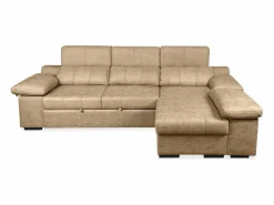Best Sofá con Chaiselongue Reversible Color Piedra, Asientos Extensibles y Arcón, 291x160x104 cm, Tapizado en Tela Sofá Relax