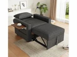 Clearance Sofá convertible con puerto USB y soporte para teléfono, respaldo ajustable - Pana oscuro Sillón Cama