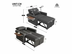 Clearance Sofá convertible con puerto USB y soporte para teléfono, respaldo ajustable - Pana oscuro Sillón Cama