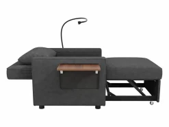 Clearance Sofá convertible con puerto USB y soporte para teléfono, respaldo ajustable - Pana oscuro Sillón Cama