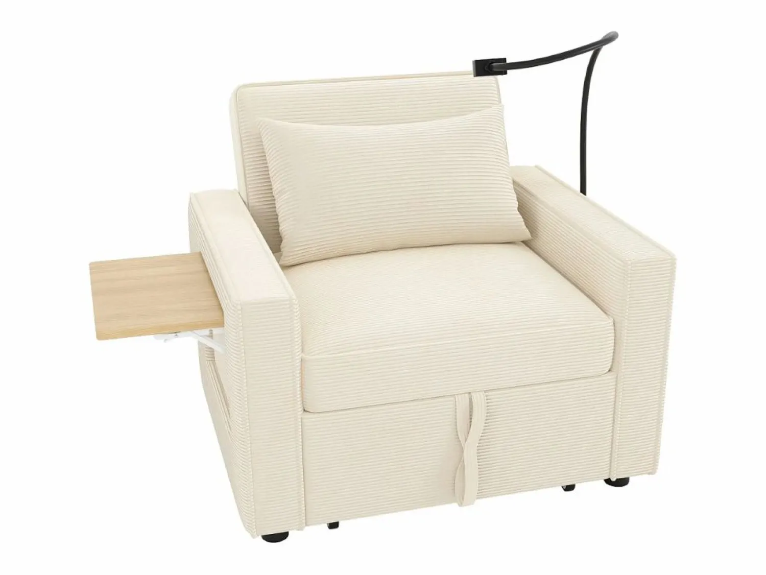 Sale Sofá convertible con puerto USB y soporte para teléfono, respaldo ajustable - Pana Sillón Cama