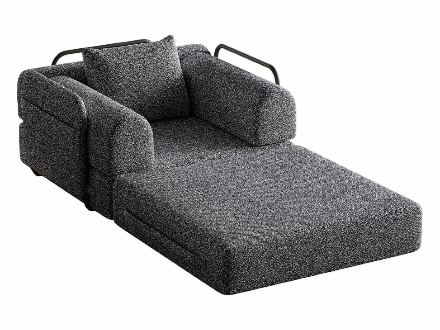 OKWISH Sofá convertible con reposabrazos acolchados y bolsillos laterales, estructura de metal - Chenilla