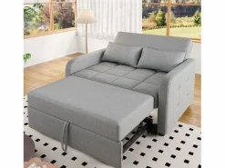 Discount Hauss Spole Sofá convertible de 2 plazas con respaldo regulable y 2 cojines - Tejido de lino Gris