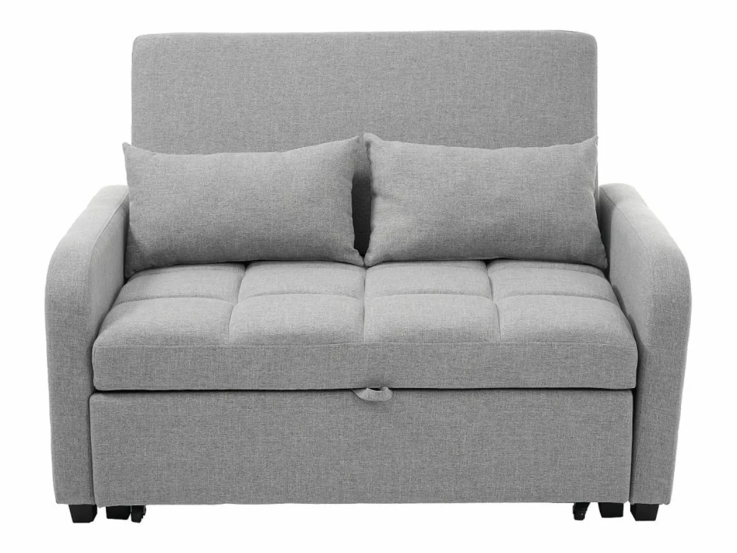 Discount Hauss Spole Sofá convertible de 2 plazas con respaldo regulable y 2 cojines - Tejido de lino Gris