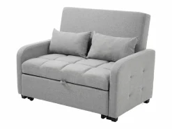 Discount Hauss Spole Sofá convertible de 2 plazas con respaldo regulable y 2 cojines - Tejido de lino Gris