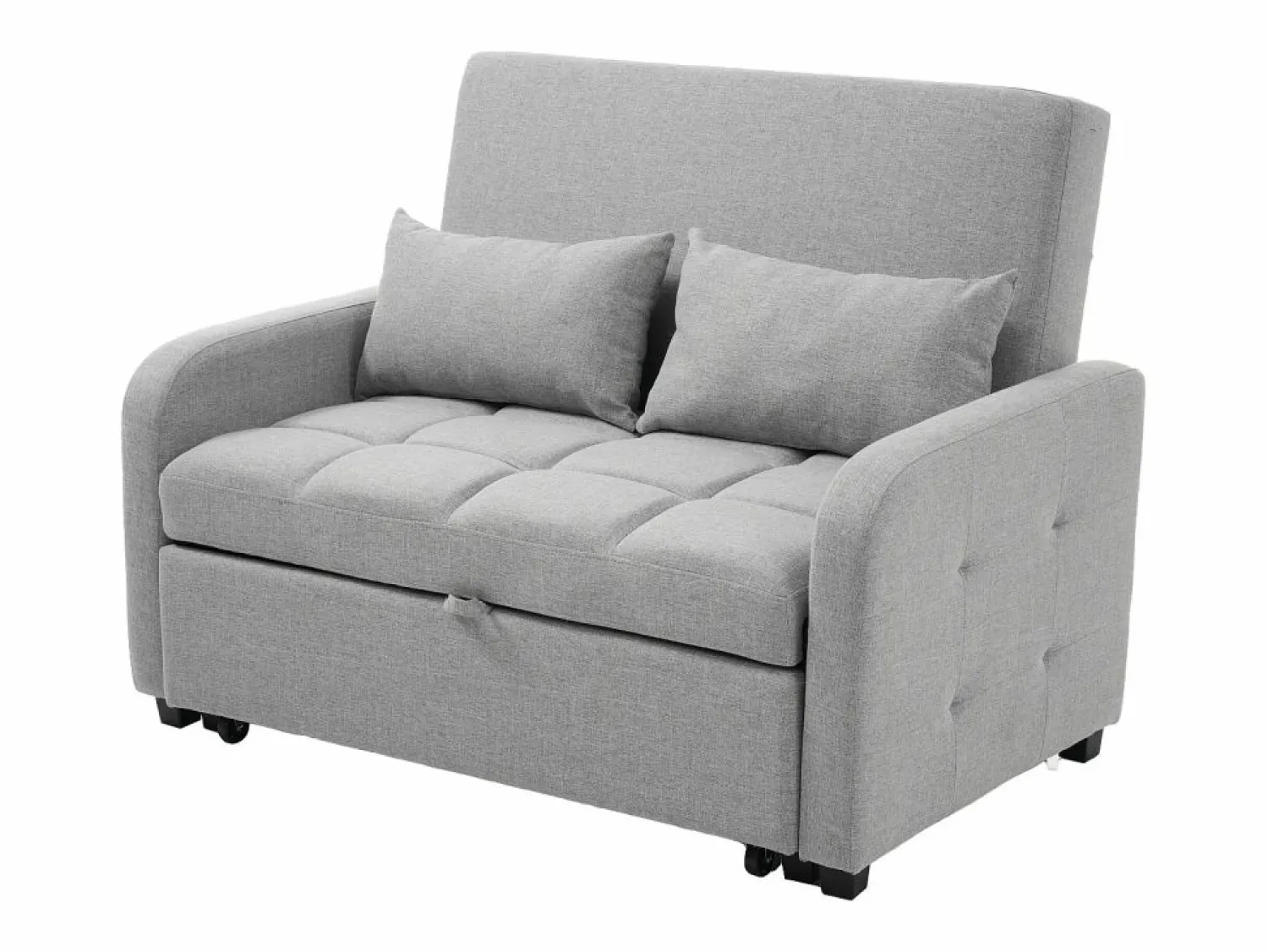 Discount Hauss Spole Sofá convertible de 2 plazas con respaldo regulable y 2 cojines - Tejido de lino Gris