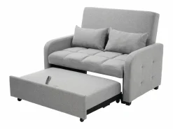 Discount Hauss Spole Sofá convertible de 2 plazas con respaldo regulable y 2 cojines - Tejido de lino Gris