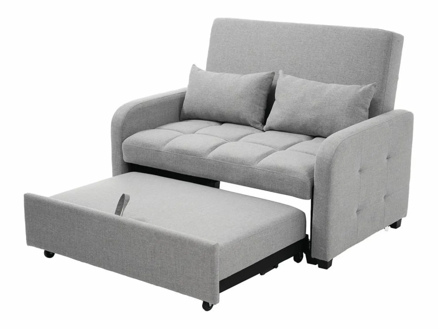 Discount Hauss Spole Sofá convertible de 2 plazas con respaldo regulable y 2 cojines - Tejido de lino Gris