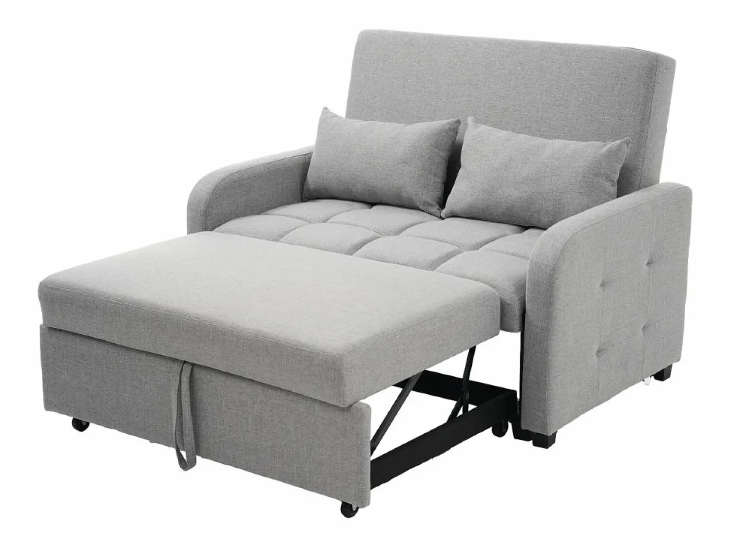 Discount Hauss Spole Sofá convertible de 2 plazas con respaldo regulable y 2 cojines - Tejido de lino Gris