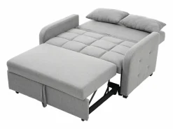 Discount Hauss Spole Sofá convertible de 2 plazas con respaldo regulable y 2 cojines - Tejido de lino Gris