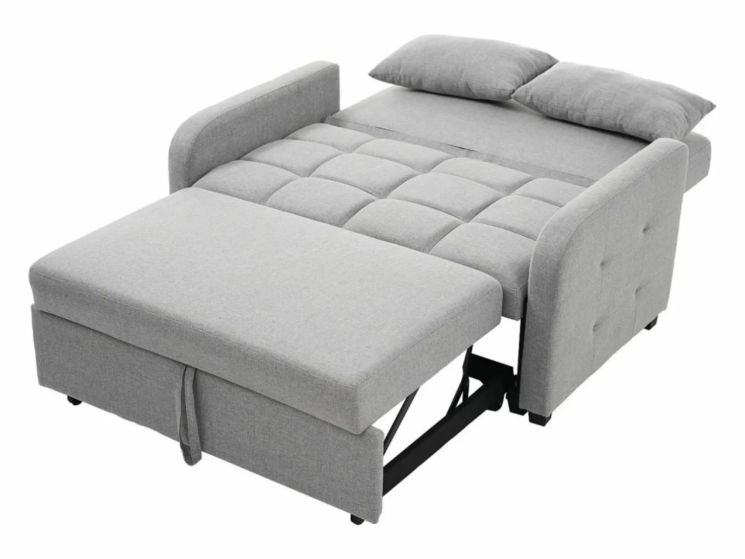 Discount Hauss Spole Sofá convertible de 2 plazas con respaldo regulable y 2 cojines - Tejido de lino Gris