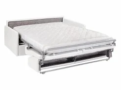Vente-unique Sofá convertible de polipiel asiento viscoelástico 160 cm lamas anchas 14 cm CALIFE