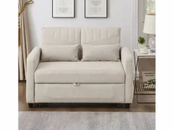 Outlet ModernLuxe Sofá convertible doble 114 x 77 x 82.5 cm - respaldo ajustable en tres niveles - tejido de algodón y lino - Beige
