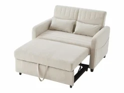 Outlet ModernLuxe Sofá convertible doble 114 x 77 x 82.5 cm - respaldo ajustable en tres niveles - tejido de algodón y lino - Beige