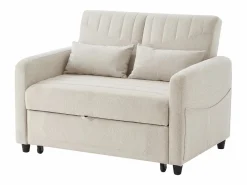 Outlet ModernLuxe Sofá convertible doble 114 x 77 x 82.5 cm - respaldo ajustable en tres niveles - tejido de algodón y lino - Beige