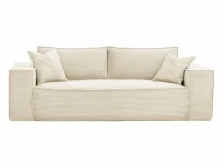 Vente-unique Sofá convertible express AMELIA de 4 plazas en pana , 160 cm, colchón viscoelástico de 13 cm