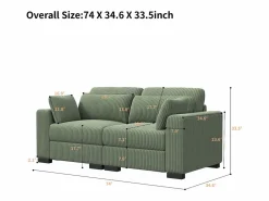 Online Sofá convertible express de 2 plazas en tela - con taburete con almacenaje - sofá esquinero de pana con otomana - moderno y cómodo Verde