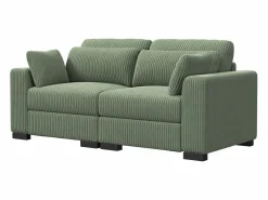 Online Sofá convertible express de 2 plazas en tela - con taburete con almacenaje - sofá esquinero de pana con otomana - moderno y cómodo Verde