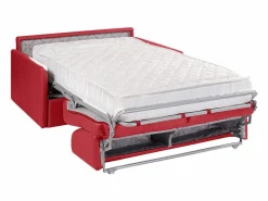 Vente-unique Sofá convertible exprés polipiel roja asiento viscoelástico 120 cm colchón 22 cm CALIFE