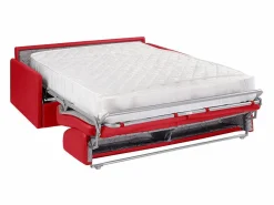 Sale Vente-unique Sofá convertible exprés polipiel roja asiento viscoelástico 160 cm colchón 22 cm CALIFE Rojo