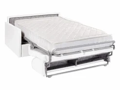 Discount Vente-unique Sofá convertible exprés polipiel asiento viscoelástico 140 cm colchón 22 cm CALIFE Blanco
