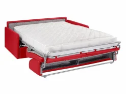 Best Sofá convertible exprés polipiel asiento viscoelástico 160 cm colchón 18 cm CALIFE Sofás De Piel Sintética