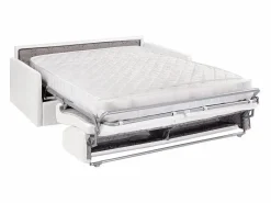 New Sofá convertible exprés polipiel asiento viscoelástico 160 cm colchón 18 cm CALIFE Sofás De Piel Sintética