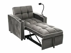 Best OKWISH Sofá convertible individual de terciopelo oscuro con soporte para teléfono y portavasos, ideal para salón y dormitorio Gris