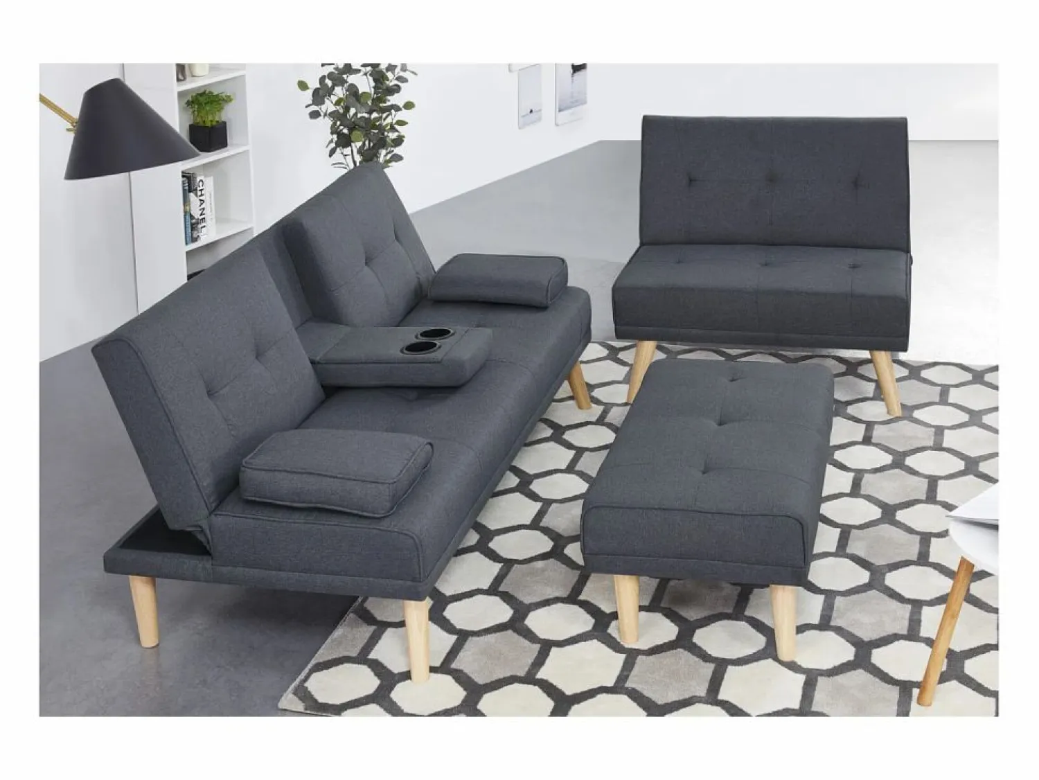 Online Sofá convertible, modulable 5 plazas de tela STOCKHOLM Sofá Escandinavo