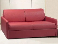 Sale Sofá convertible polipiel asiento viscoelástico 160 cm lamas anchas 18 cm CALIFE Sofás De Piel Sintética