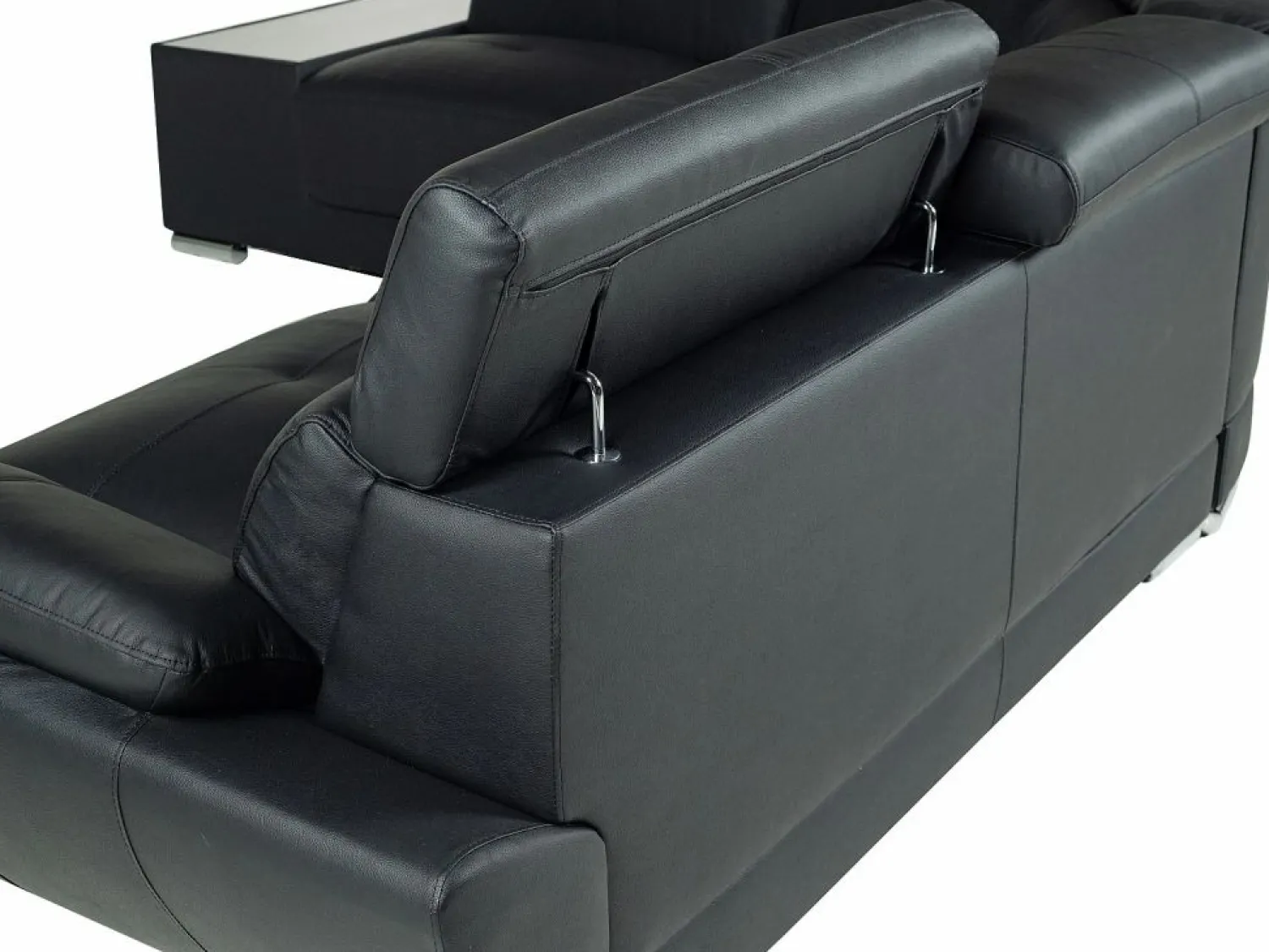 LINEA SOFA Sofá Cuero vacuno color ángulo izquierdo NAHIA Negro