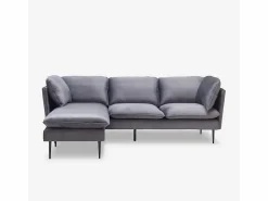 Best Modus Sofa Sofá de 3 palzas esquinero modular de terciopelo con patas negras Sortes Gris
