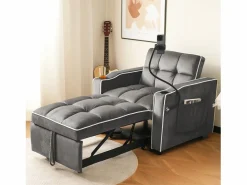 New Sofá de 1 plaza - Sillón con portavasos y soporte para teléfono - terciopelo oscuro Gris