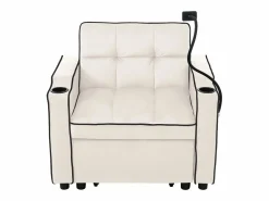 Sofá de 1 plaza - Sillón con portavasos y soporte para teléfono - terciopelo