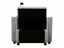 Hot Sofá de 1 plaza - Sillón con portavasos y soporte para teléfono - terciopelo gris y blanco Gris claro