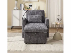 Best Sofá de 1 plaza con 2 bolsillos laterales - Sofá de salón con soporte para teléfono y espacio de almacenamiento oculto - Chenilla Sofá Relax