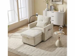 Sofá de 1 plaza con 2 bolsillos laterales - Sofá de salón con soporte para teléfono y espacio de almacenamiento oculto - chenilla