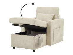 Sofá de 1 plaza con 2 bolsillos laterales - Sofá de salón con soporte para teléfono y espacio de almacenamiento oculto - chenilla