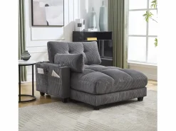 Sale Sofá de 1 plaza con reposabrazos - Sofá relax con 2 portavasos y bolsillos laterales - pana Sofá Relax