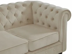 Vente-unique Sofá de 3 plazas, 2 plazas y sillón de terciopelo estilo CHESTERFIELD