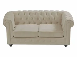 Vente-unique Sofá de 3 plazas, 2 plazas y sillón de terciopelo estilo CHESTERFIELD