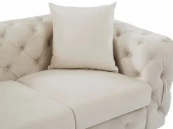 Online Vente-unique Sofá de 3 plazas, 2 plazas y sillón chéster de terciopelo EDWINA Beige