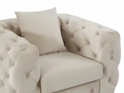 Online Vente-unique Sofá de 3 plazas, 2 plazas y sillón chéster de terciopelo EDWINA Beige